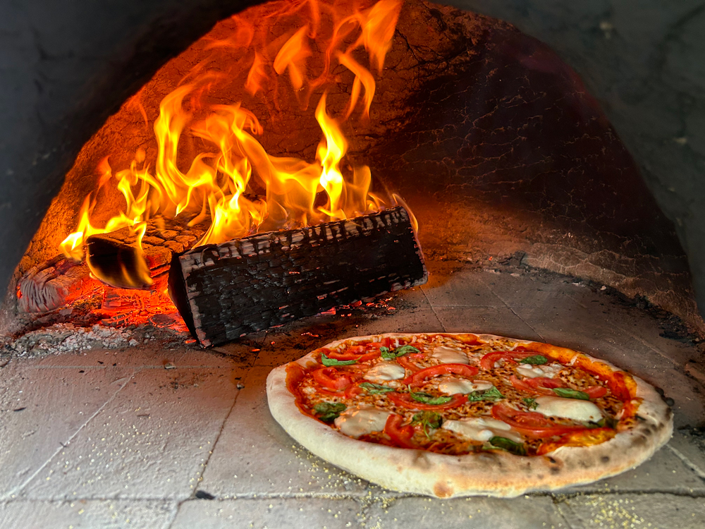 Pizza in wood-fired oven