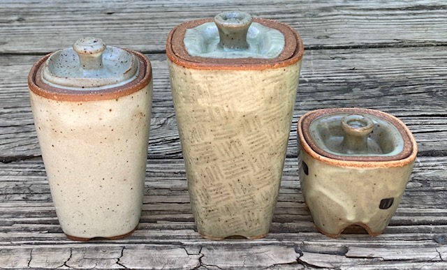 Square Lidded Clay jars