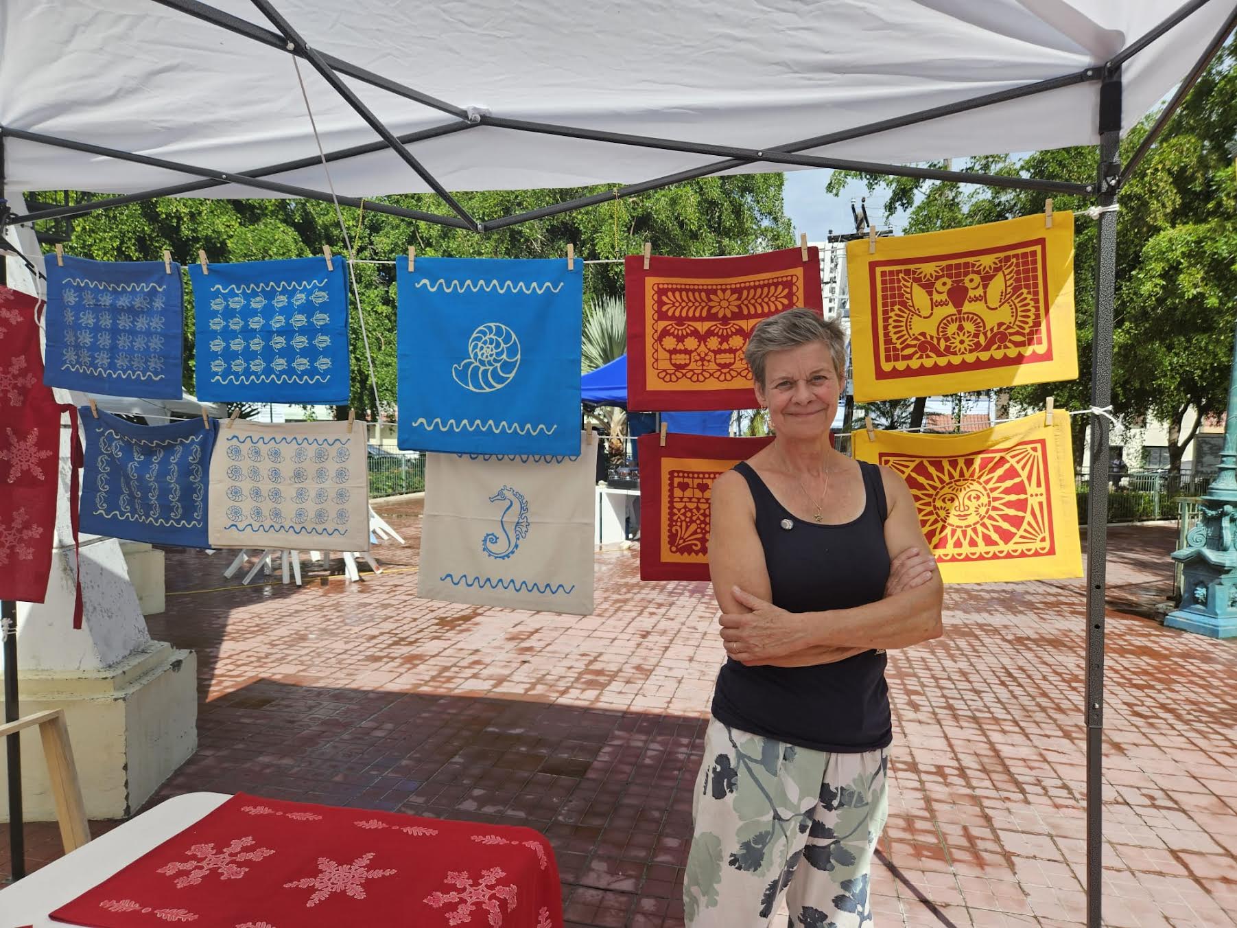 Textile Artist at outdoor market
