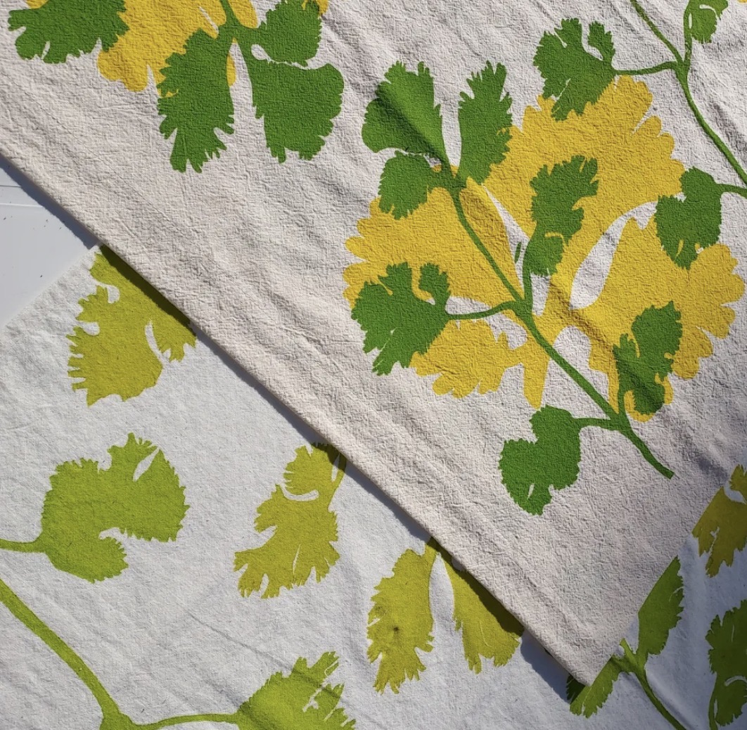 Yellow and Green prints on textiles