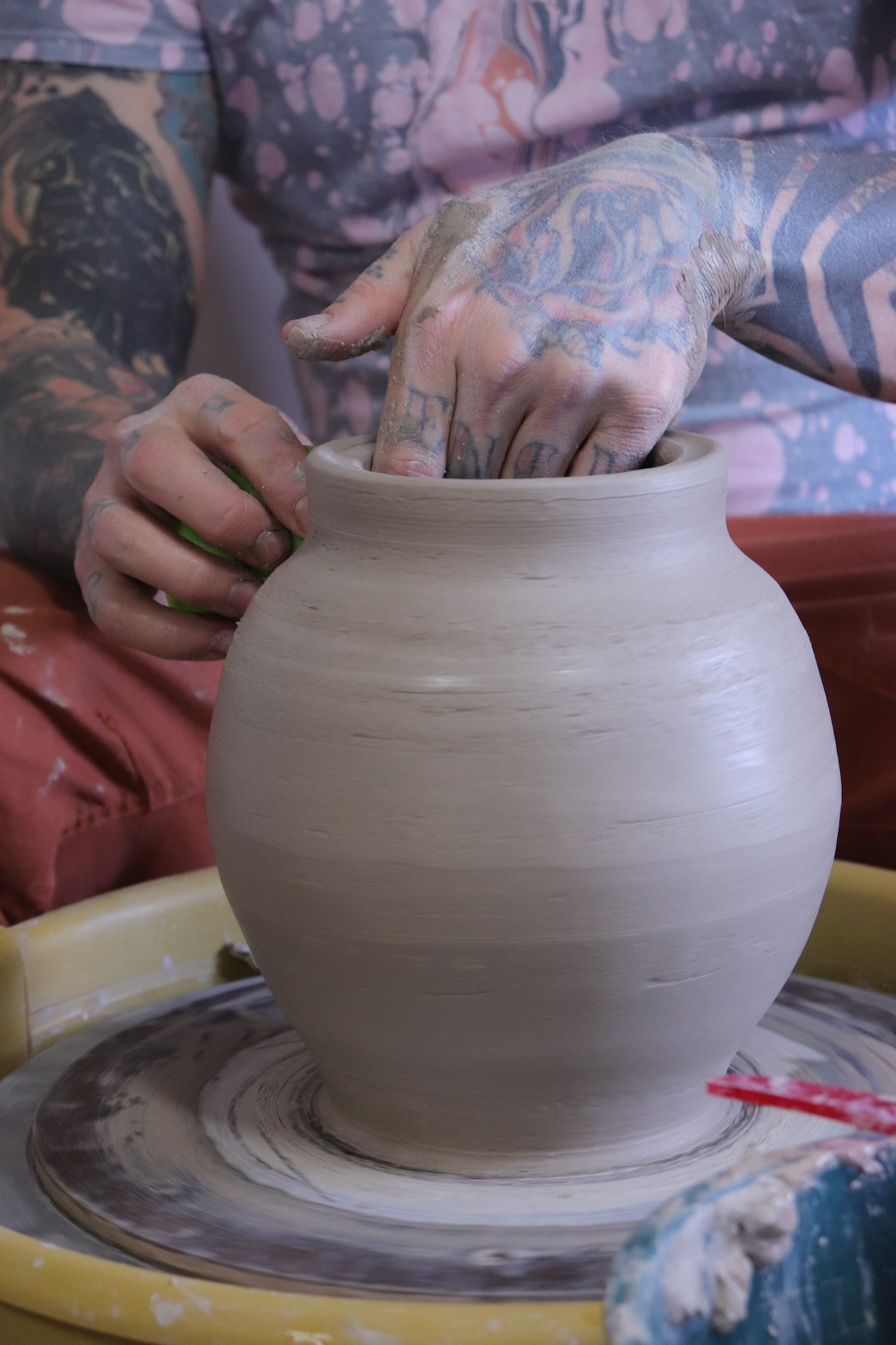 Throwing a large piece on the wheel